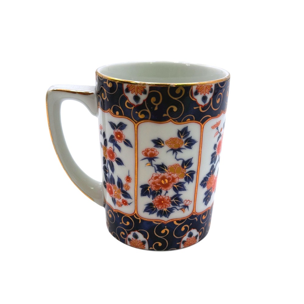 Vintage Otagiri OMC Imari Style Floral Mug Made in Japan Blue Gold Porcelain Cup